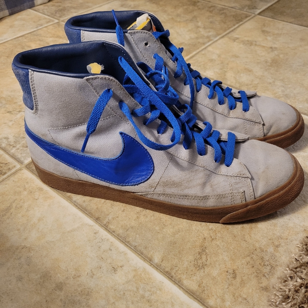 Nike Blazers Mid 77 Mens Size 12.5 Gray Canvas Royal Blue
